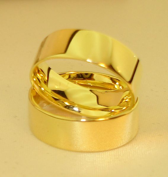 alianca chapa reta anatomica elegancia ouro18k