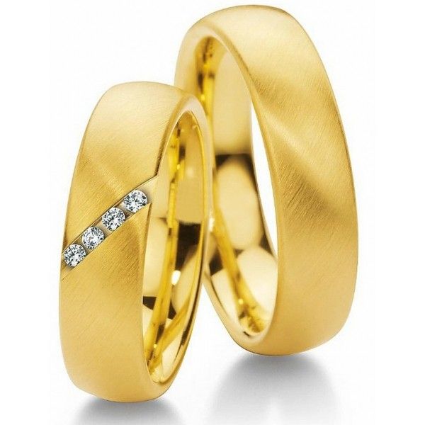 Alianças em ouro 18K, 4 Brilhantes